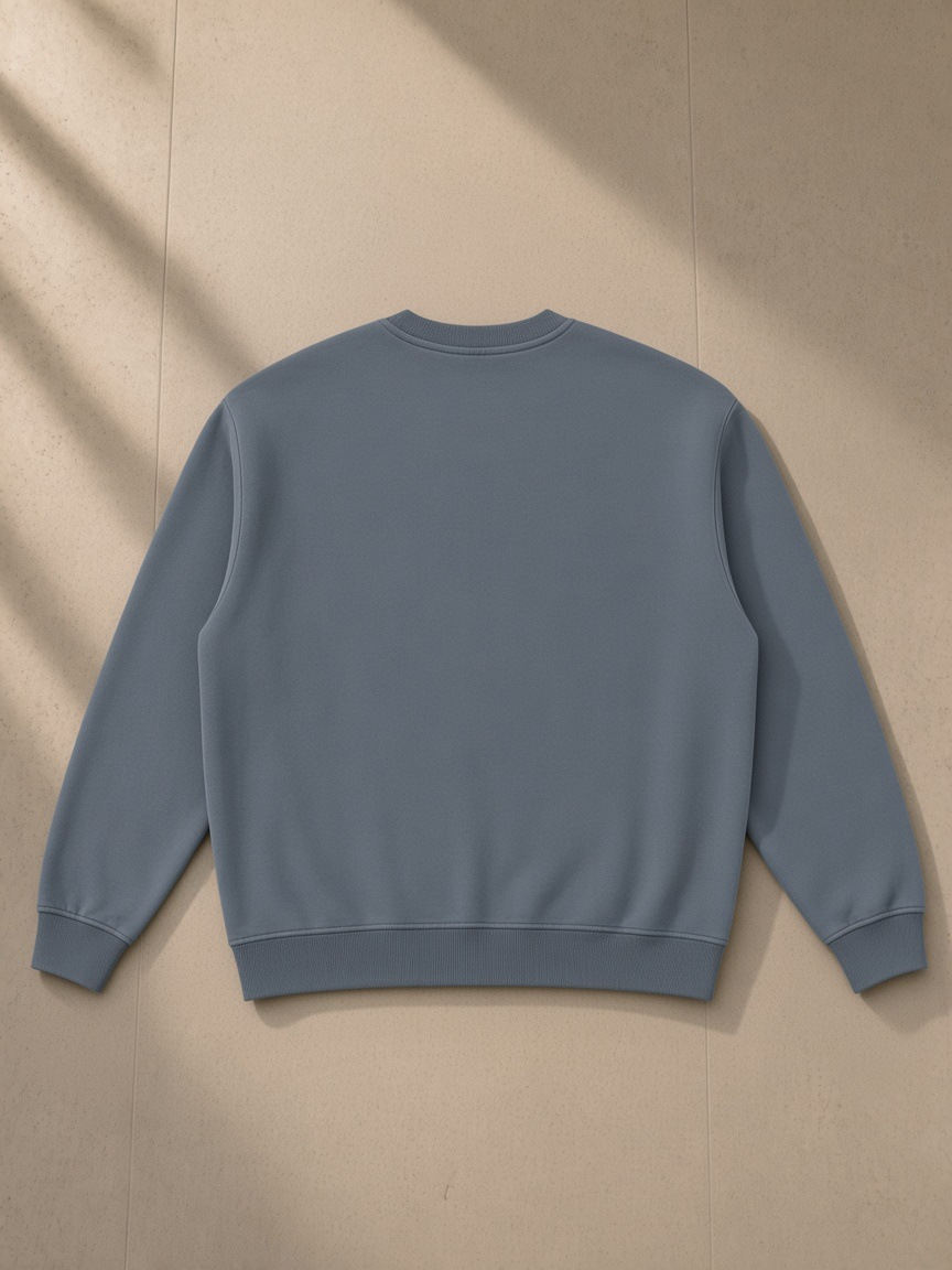 Vintage wash fleece sweatshirt in Washed Blue, back view