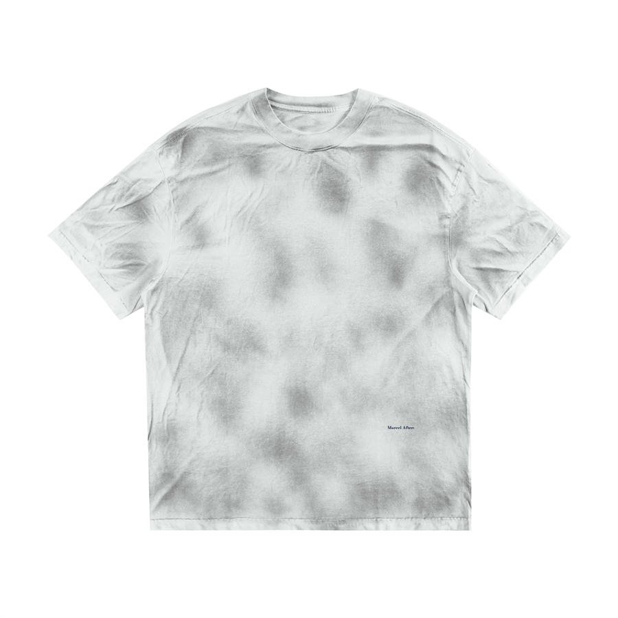 Dirty Washed Loose T-Shirt in White Gray, front view