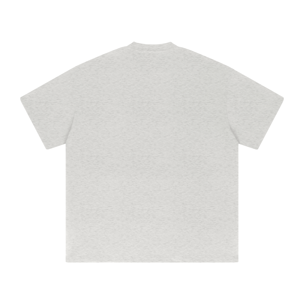 Coupe Over The City heavyweight drop-shoulder tee in Oat Gray, back view, plain back