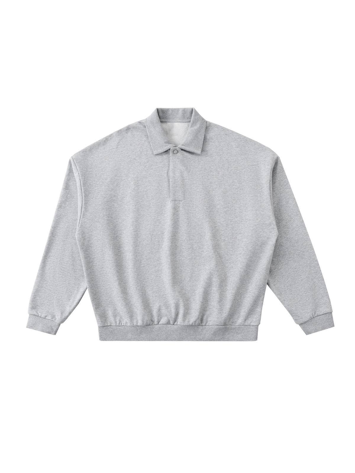Heavyweight fleece polo sweatshirt in Flower Gray, front view