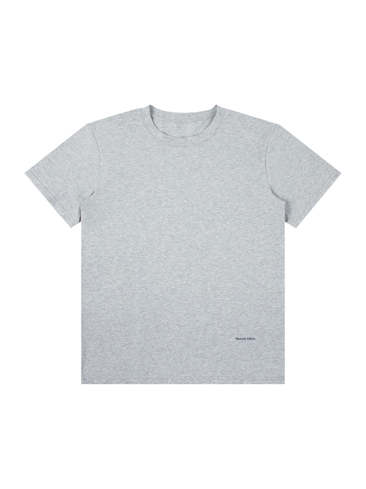 Classic Crew Neck Cotton T-Shirt in Formal Gray, laid flat on pale limestone, front.