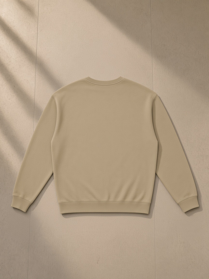 Loose Crewneck Sweatshirt in Khaki, back view