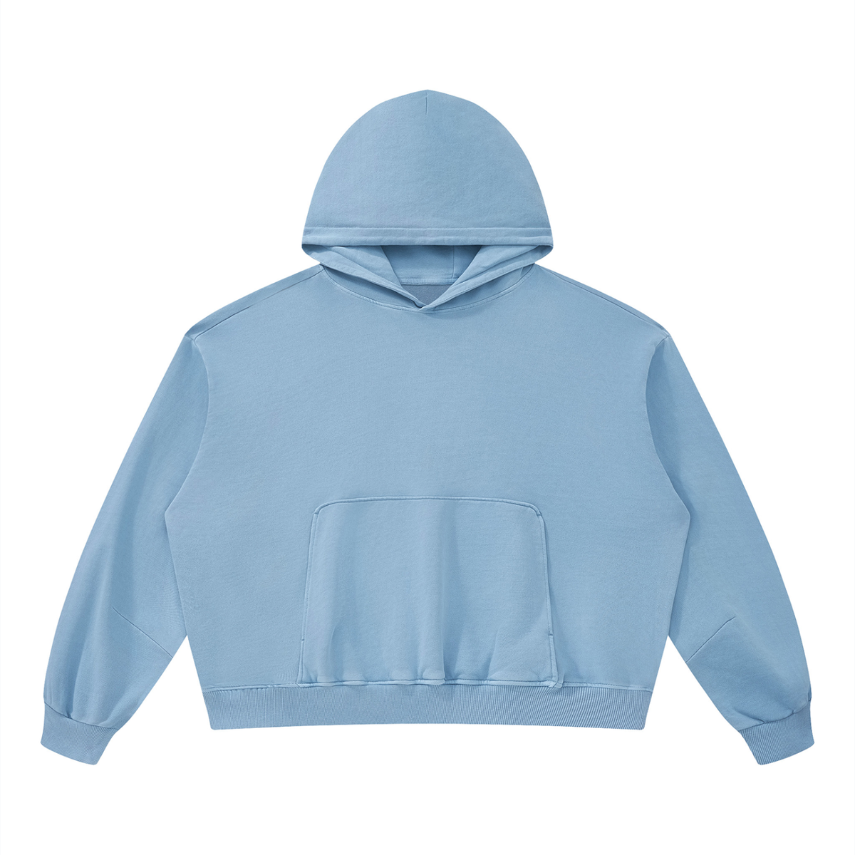 Boxy vintage washed hoodie in Light Blue, front view