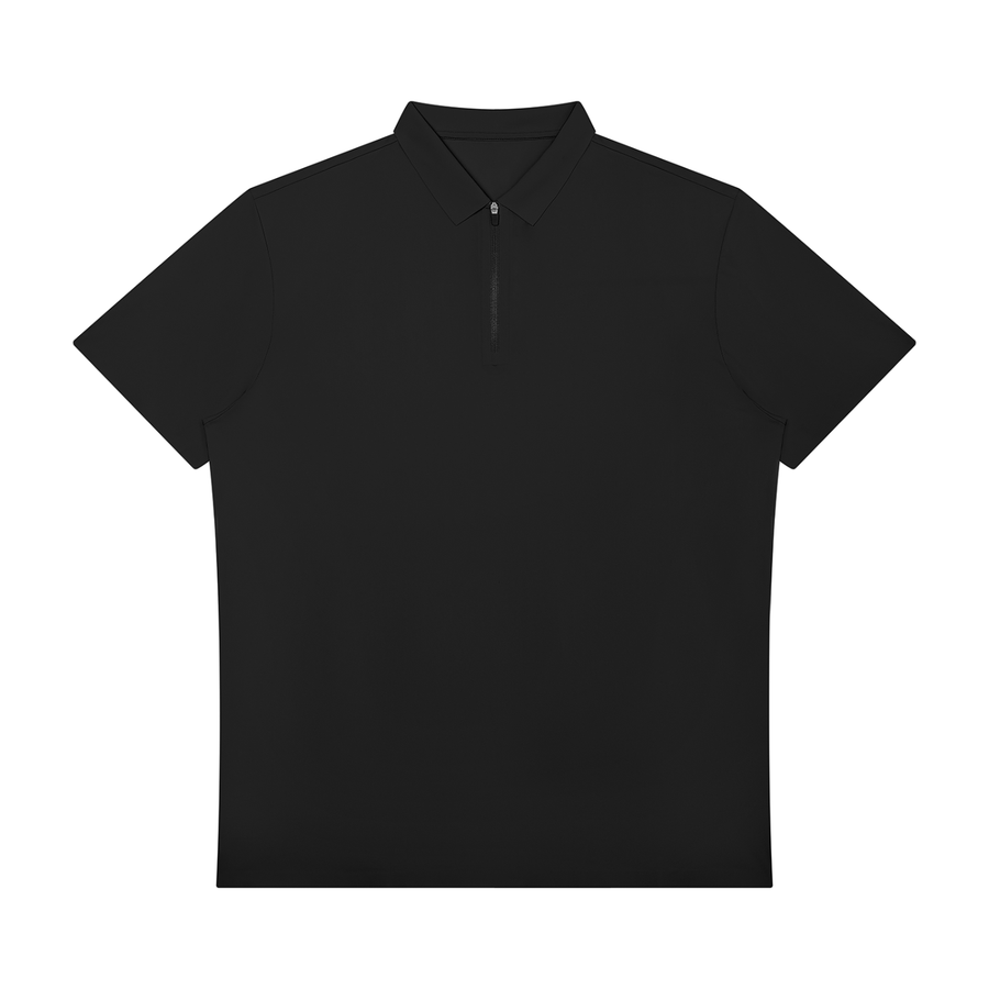 Men's Quarter-Zip Performance Polo Shirt in Black, front view