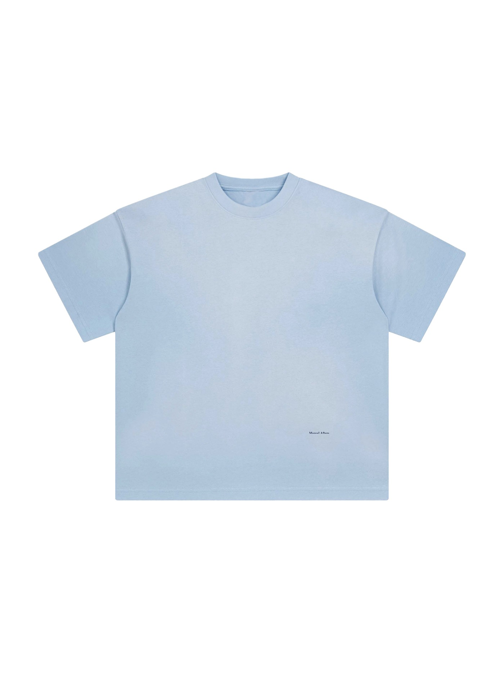 Unisex sunfade t-shirt in Sky Blue, front view on white. Marcel Afters
