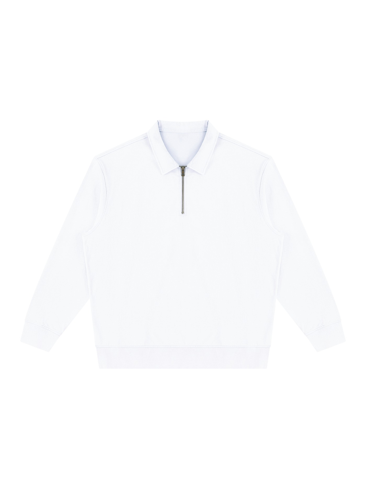 Vintage wash quarter-zip sweatshirt in White, front view