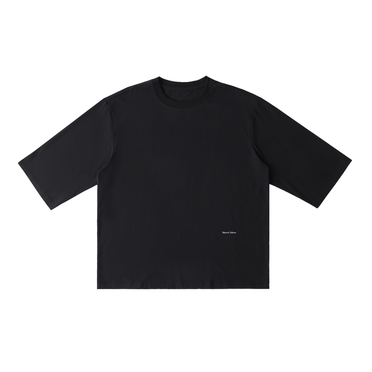 Essential Half Sleeve Ribbed T-Shirt in Black, front view