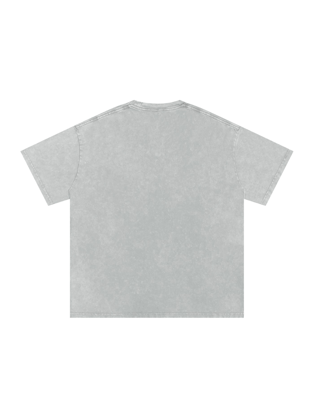Unisex snow washed oversized cotton t-shirt in Light Gray, back view on white. Marcel Afters
