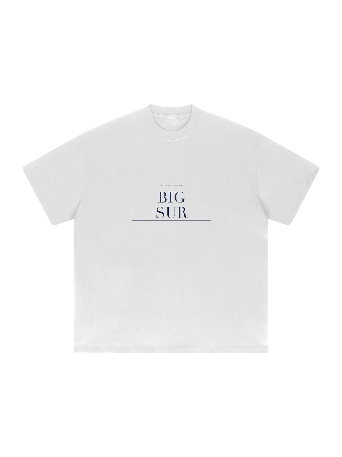 Big Sur Heavyweight Drop Shoulder T-Shirt by Marcel Afters in White, front view with the printed artwork, on white