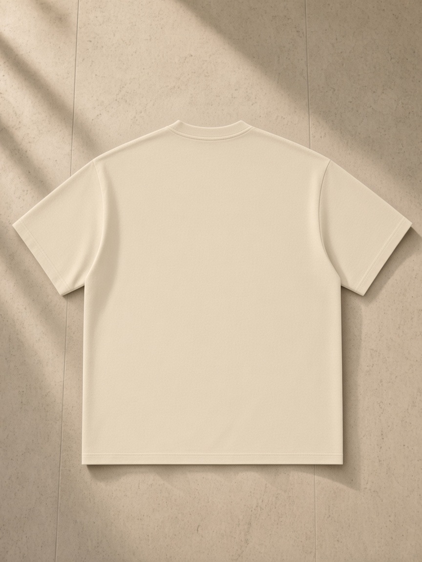 Back of the Milk Tea Men's Heavyweight Earth Tone T-Shirt, laid flat