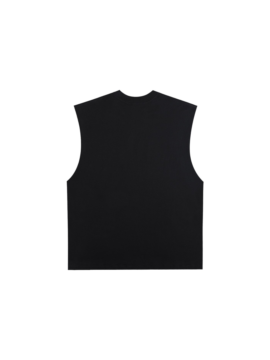 Raw edge cotton tank top in Black, back view