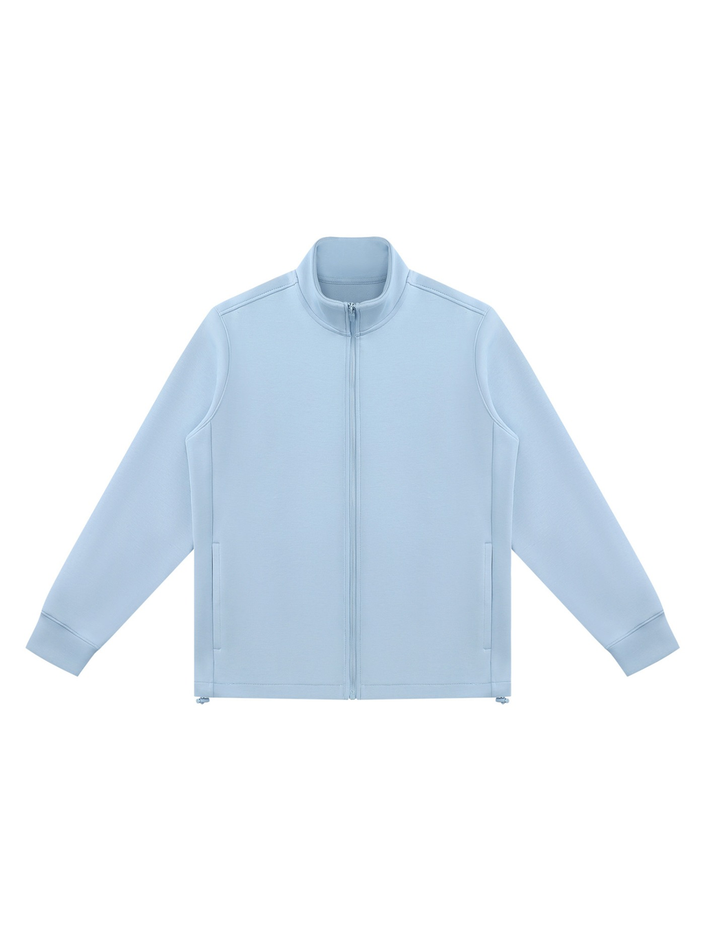 Stand collar jacket in Light Blue, front view