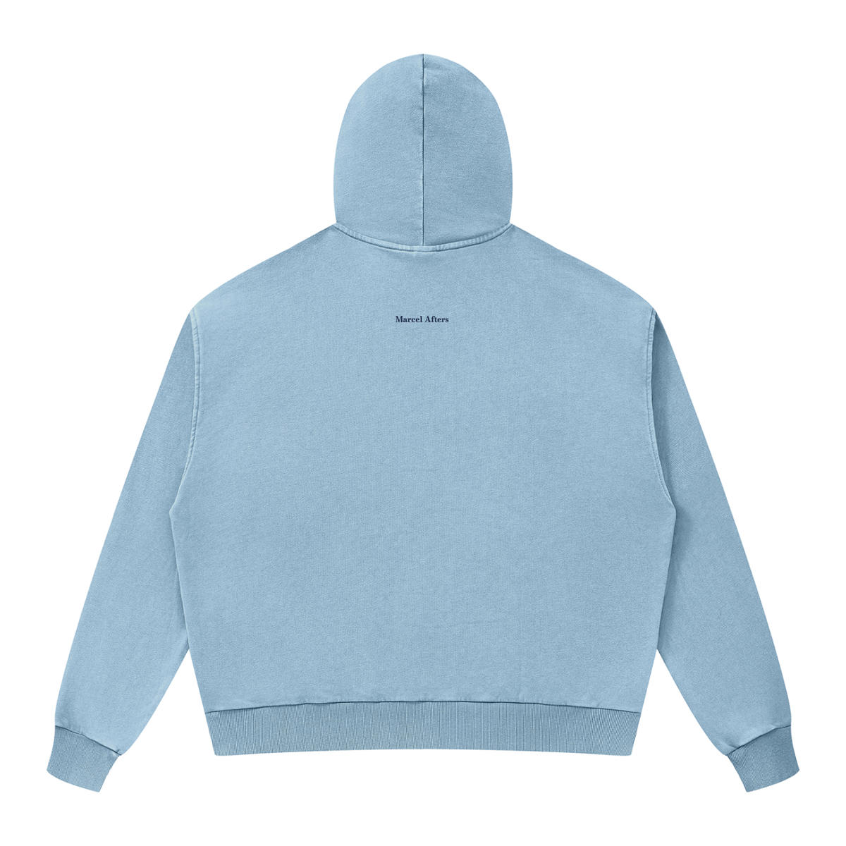 Mineral Wash Boxy Full Zip Hoodie in Haze Blue, back view