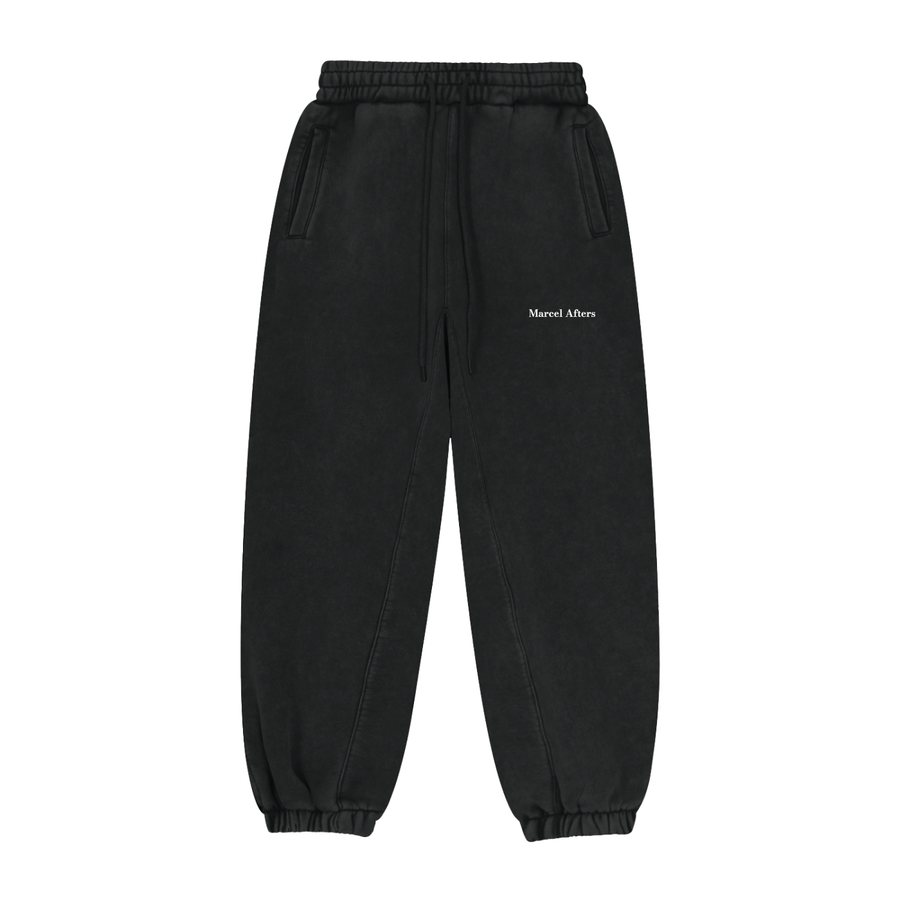 Fleeced Jogger Sweatpants in Black, front view