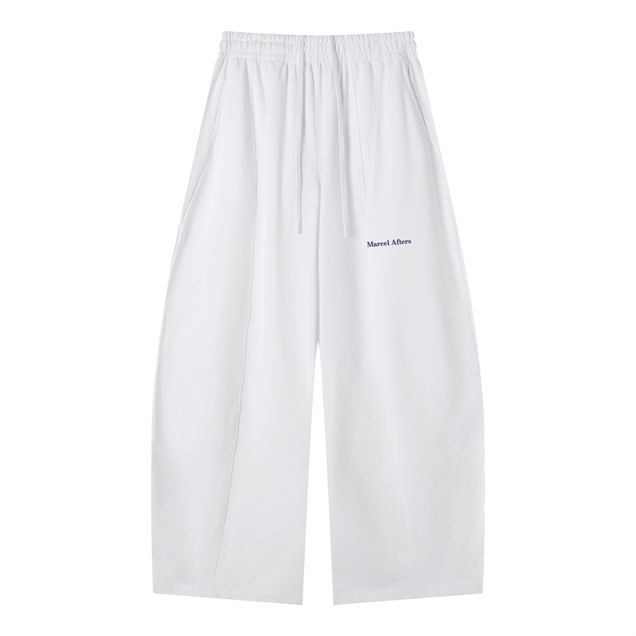 Heavyweight Wide Leg Panel Sweatpants in White, front view