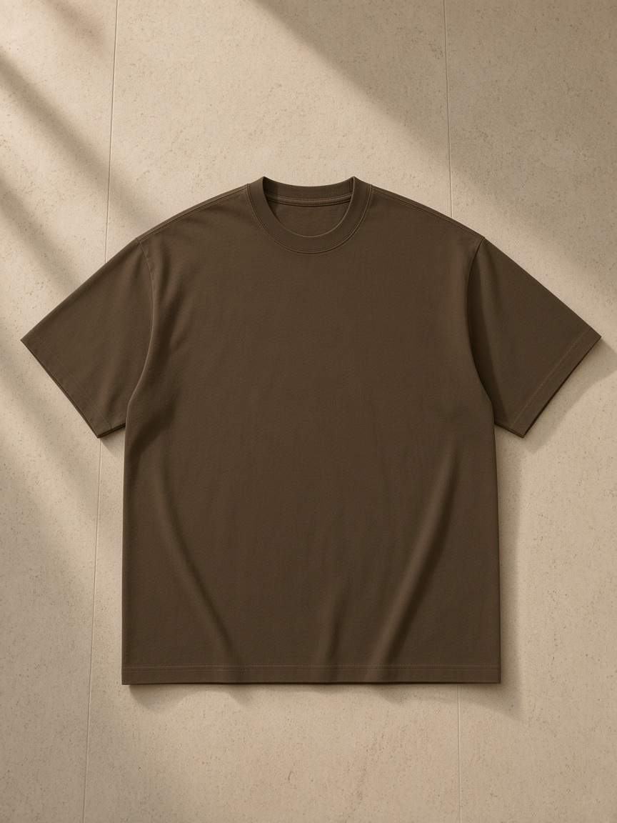 Heavyweight Loose Fit T-Shirt in Brown, front view