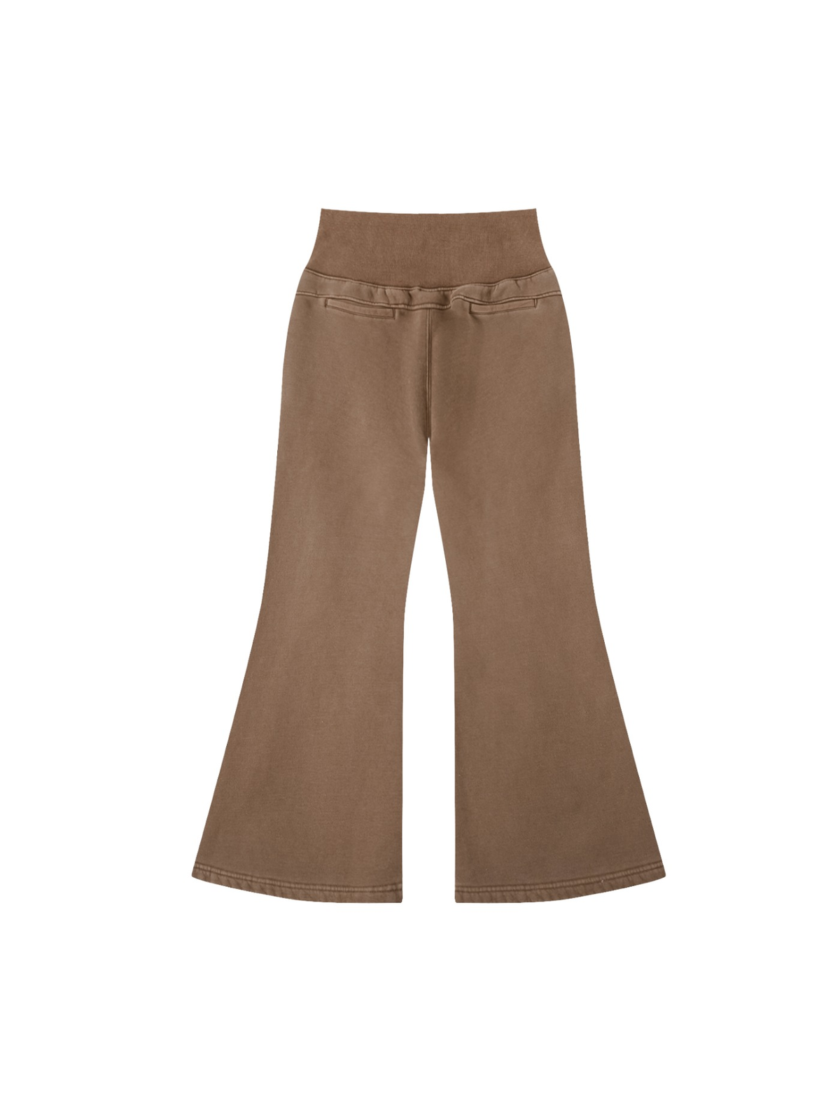 Vintage washed flared fleece pants in Coffee, back view