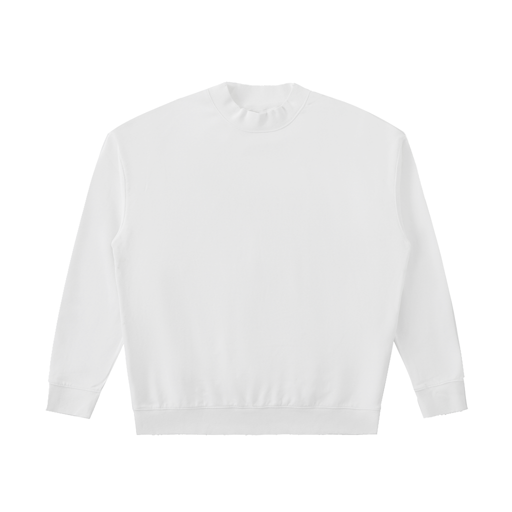 Drop Shoulder Crewneck Sweatshirt in White, front view