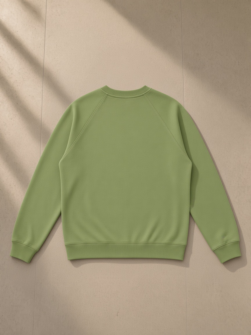 Regular Fit Crewneck Sweatshirt in Sage Green, back view