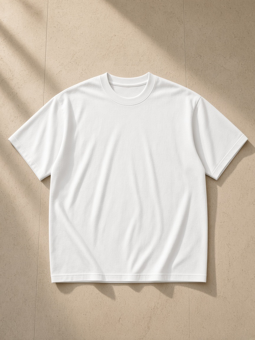 Front of the White Men's Heavyweight Earth Tone T-Shirt, laid flat