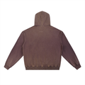 Vintage washed gradient fleece hoodie in Brown, back view