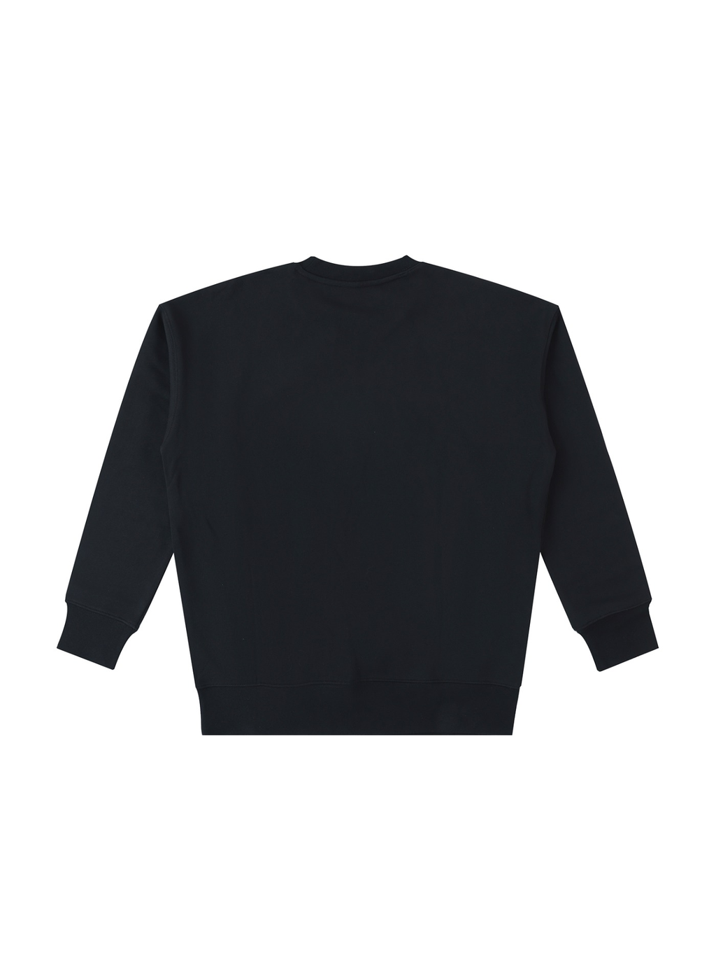 Unisex heavyweight cotton sweatshirt in Black, back view on white. Marcel Afters