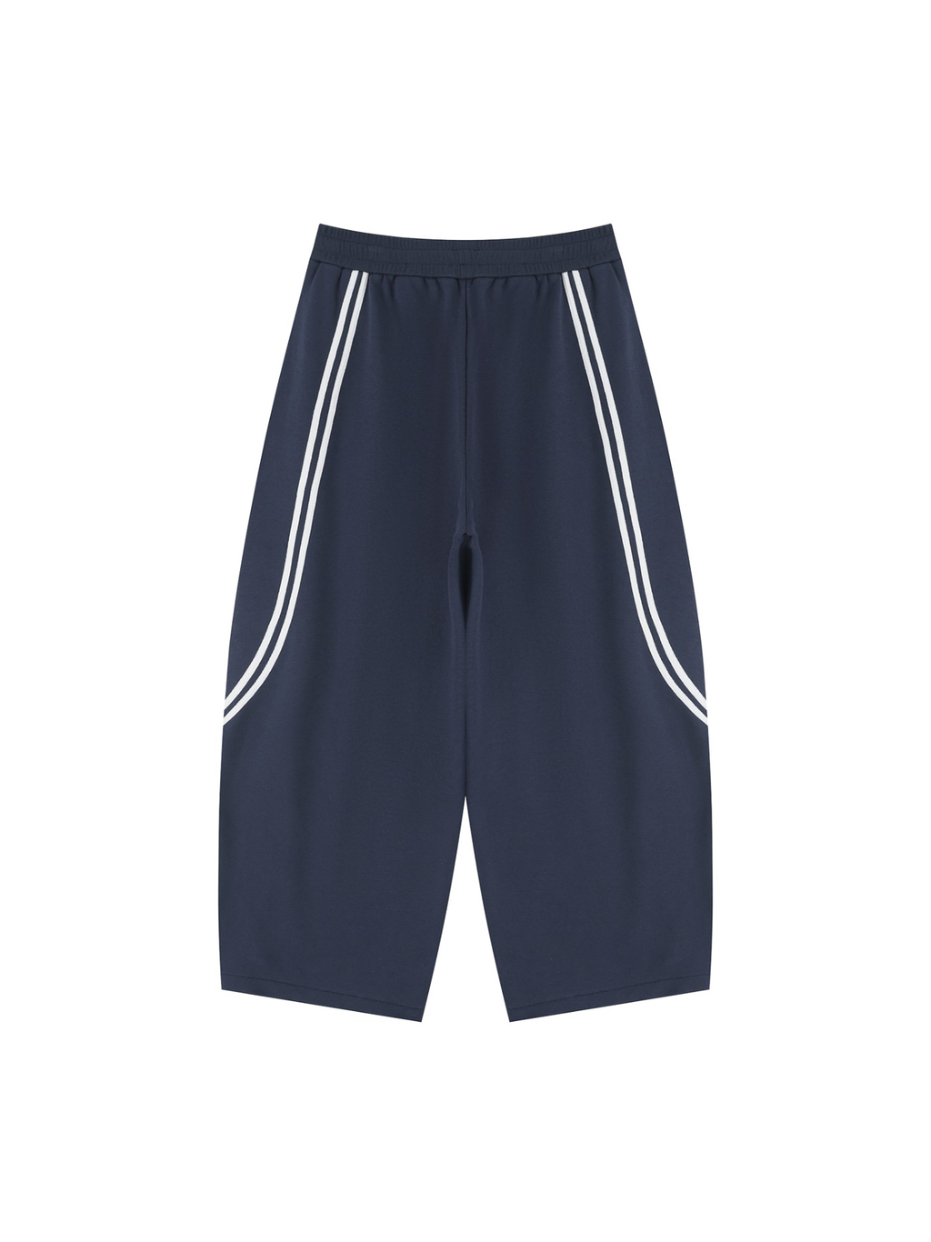 Wide Leg Piping Sweatpants in Navy Blue, back view