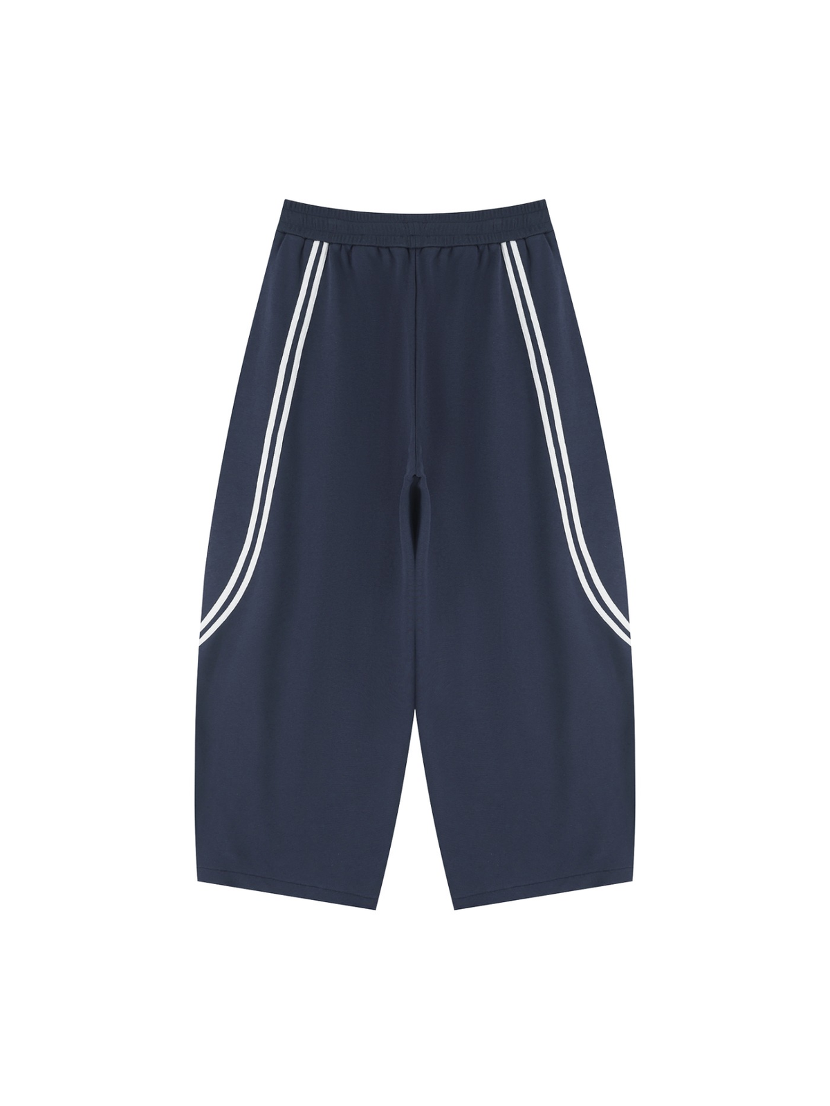 Wide Leg Piping Sweatpants in Navy Blue, back view