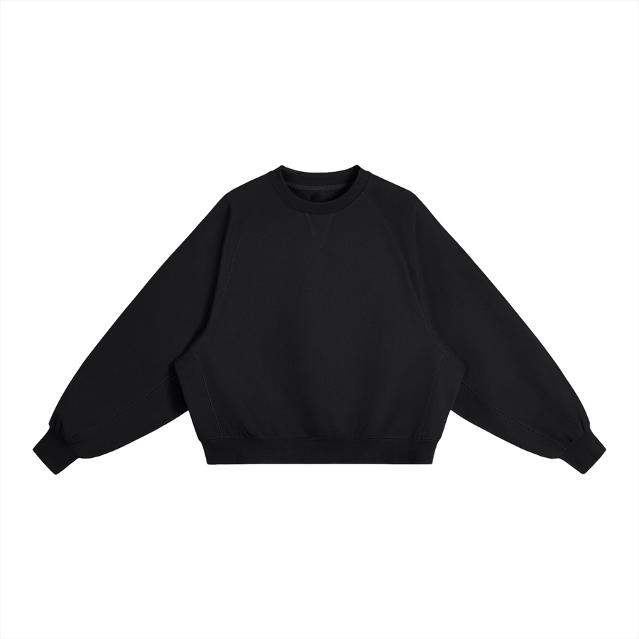 Essential Heavyweight Dolman Sleeve Boxy Sweatshirt in Black, front view