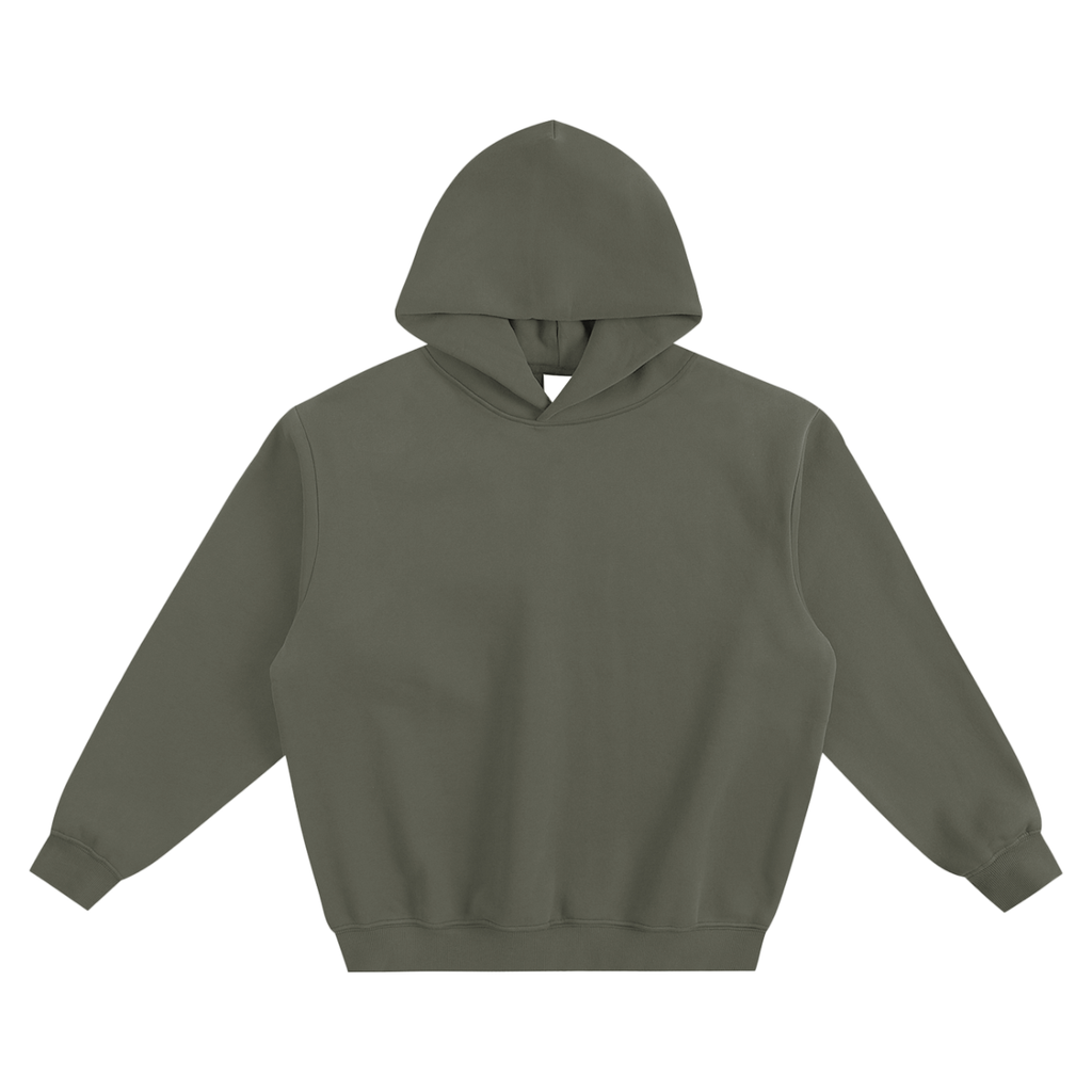 Fleeced boxy hoodie in Dark Gray, front view
