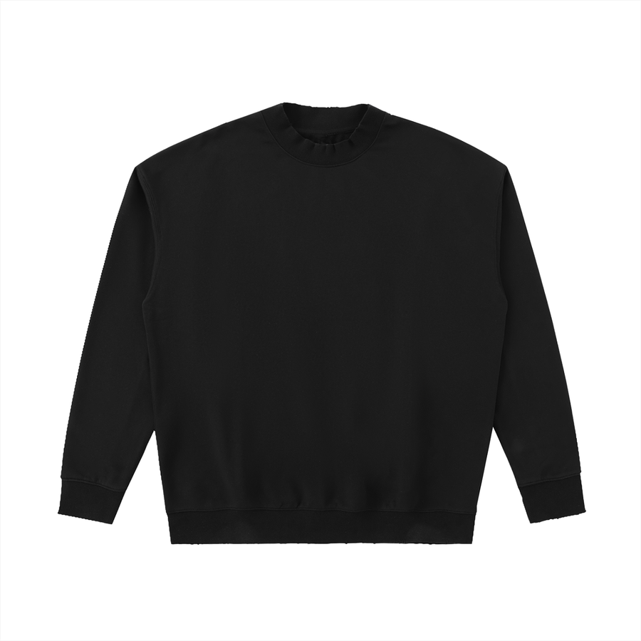Drop Shoulder Crewneck Sweatshirt in Black, front view