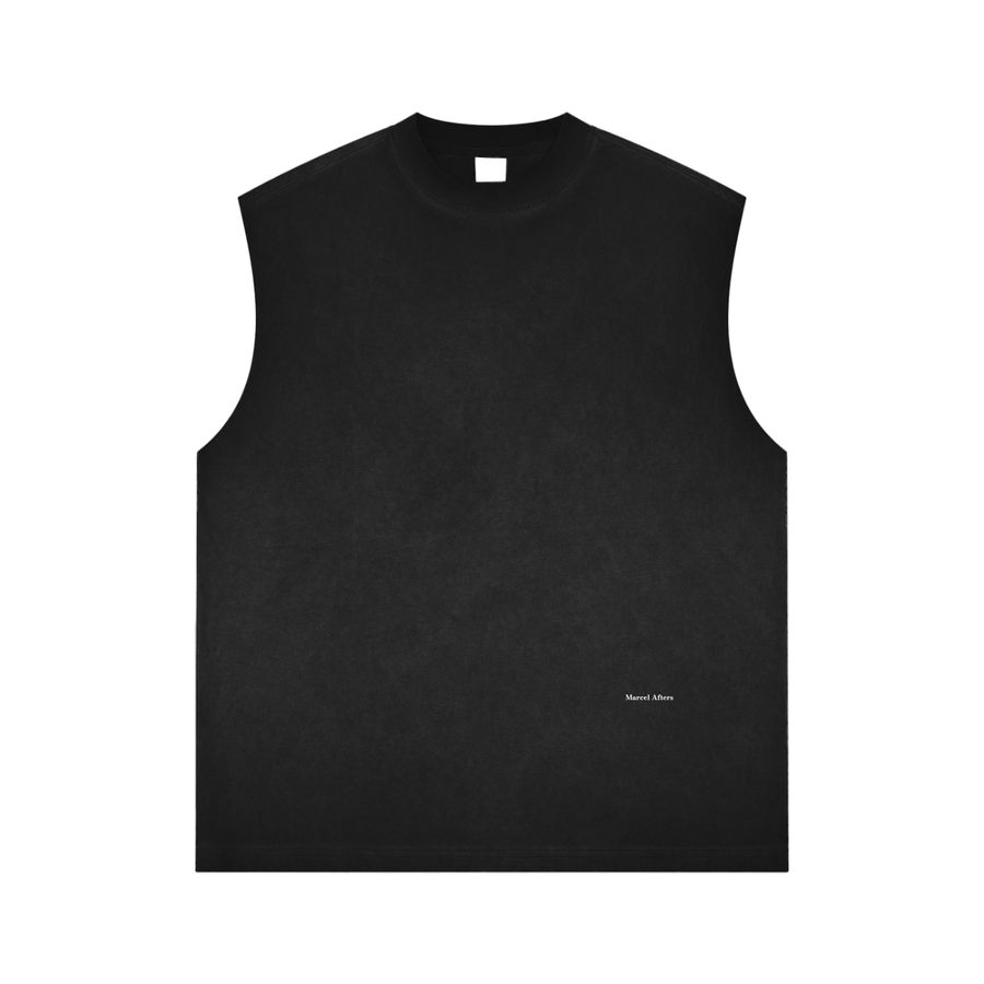 Reverse Washed Tank Top in Black, front view