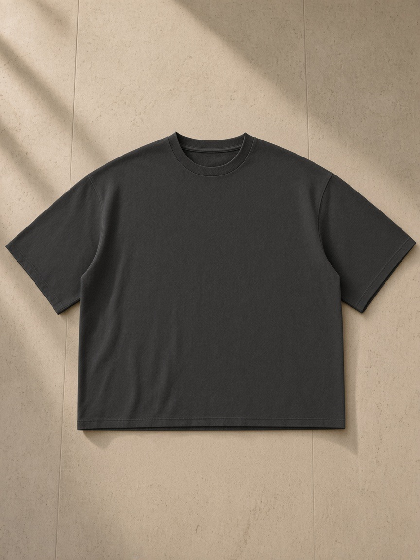 Unisex washed rolled hem half sleeve t-shirt in Dark Gray, front view on white. Marcel Afters