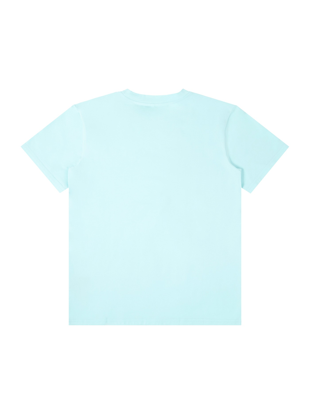 Unisex classic crew neck cotton t-shirt in Ice Water, back view on white. Marcel Afters