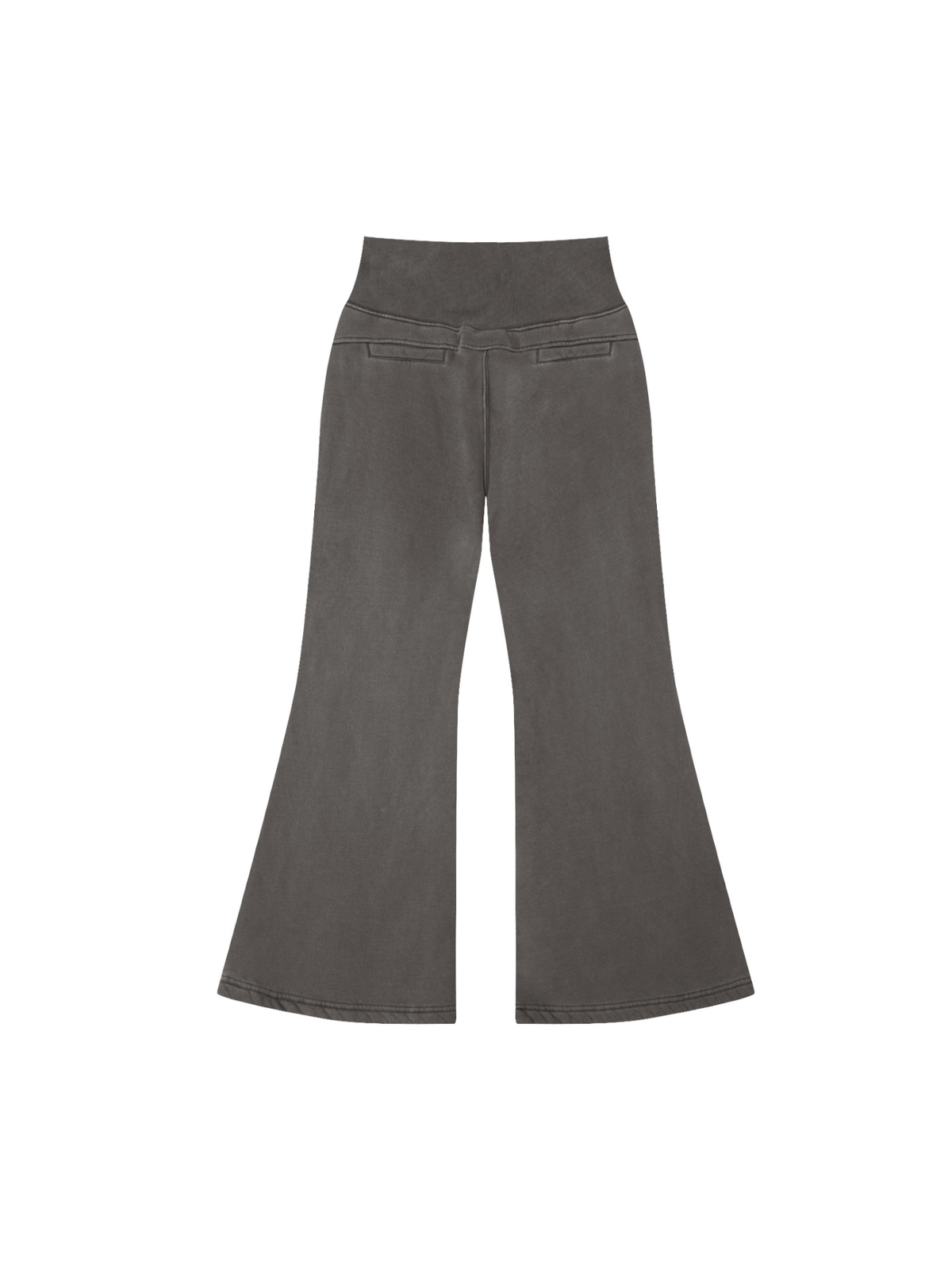 Vintage washed flared fleece pants in Dark Gray, back view