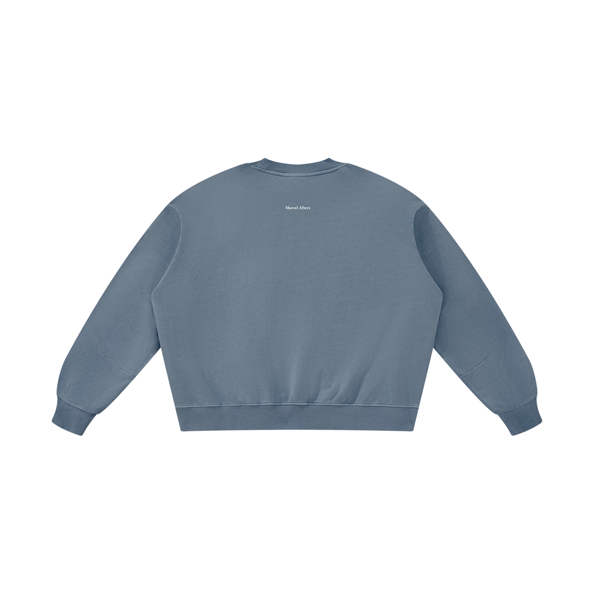 Boxy Vintage Washed Sweatshirt in Gray Blue, back view