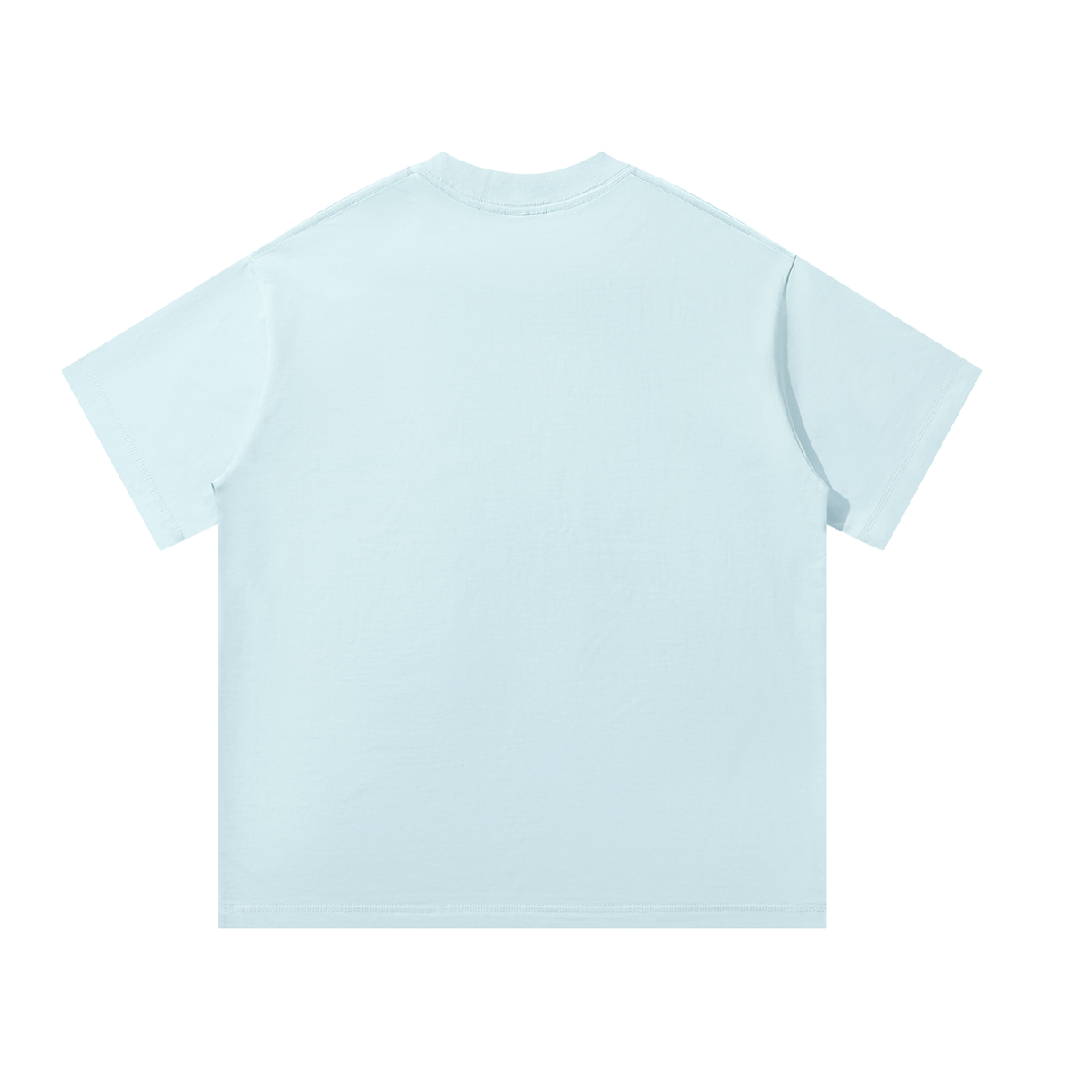 Women's Oversized T-Shirt in Sky Blue, back view, plain back; small Marcel Afters wordmark at the lower left front.