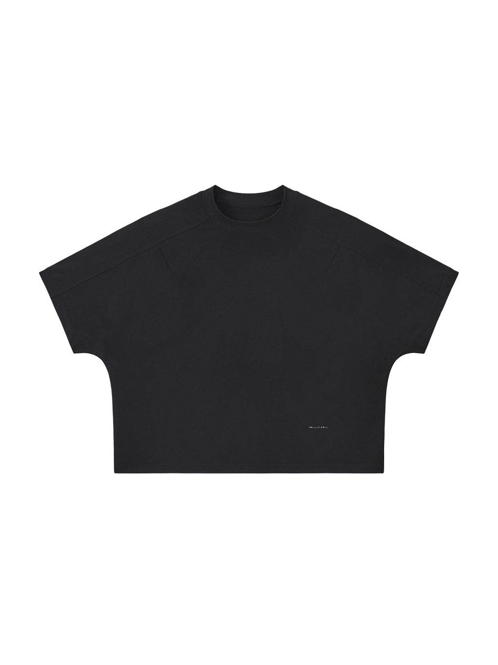 Unisex boxy tonal paneling t-shirt in Black, front view on white. Marcel Afters