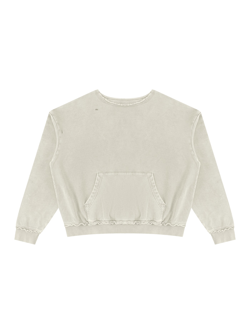 Raw edge crewneck sweatshirt in Khaki Green, front view