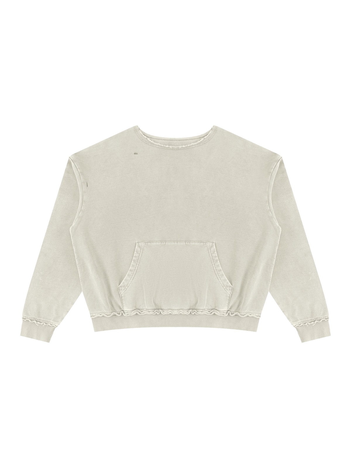 Raw edge crewneck sweatshirt in Khaki Green, front view