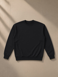Unisex heavyweight cotton sweatshirt in Black, front view on white. Marcel Afters
