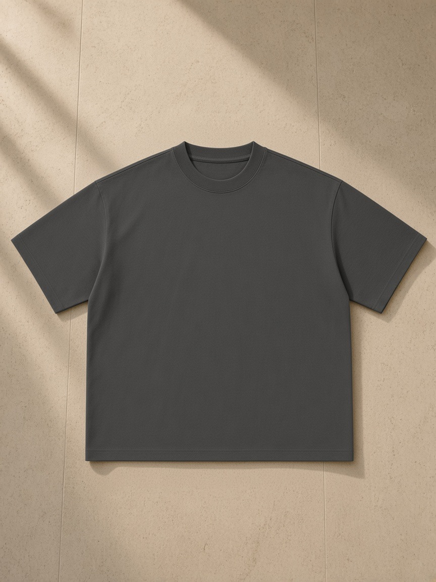 Front of the Dark Gray Women's Boxy Oversized T-Shirt, laid flat