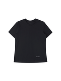Women's standard shoulder t-shirt in Black, front view on white. Marcel Afters