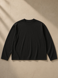 Vintage Wash Long Sleeve Boxy T-Shirt in Black, front view