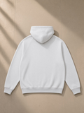 Oversized Raglan Pullover Hoodie in Flower Gray, laid flat on pale limestone, back view