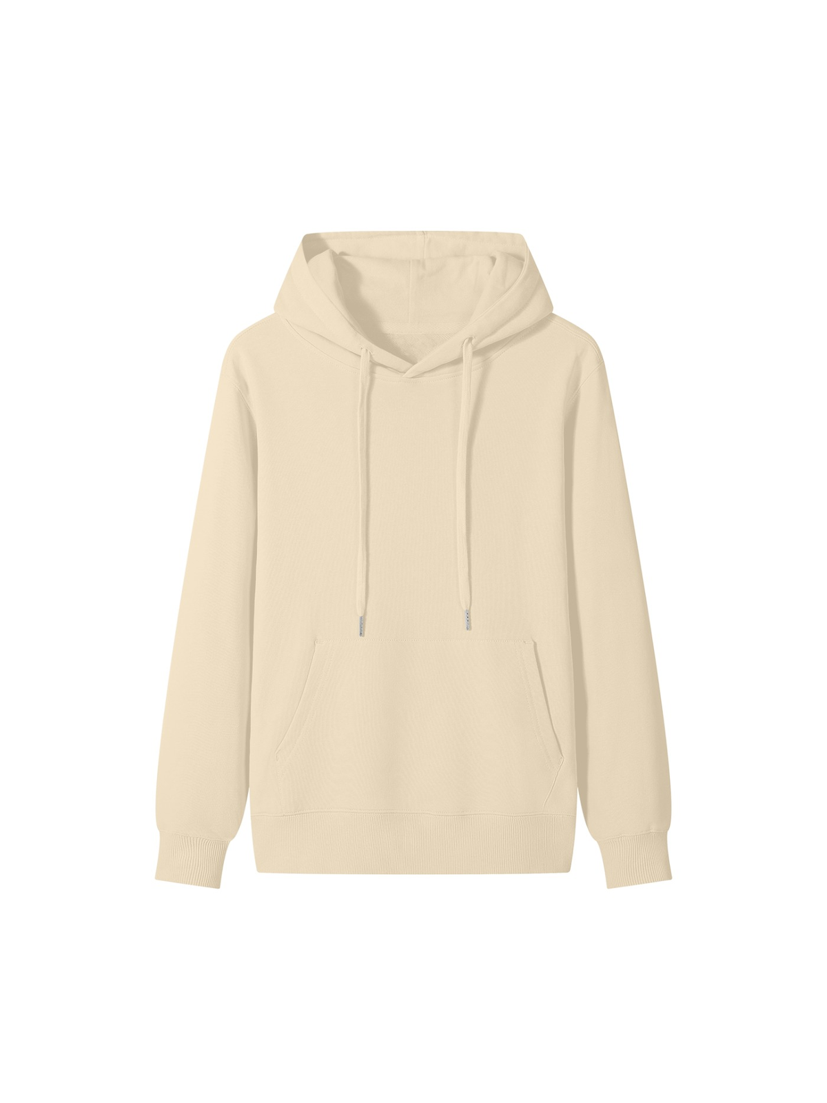 Unisex classic cotton hoodie in Apricot, front view on white. Marcel Afters