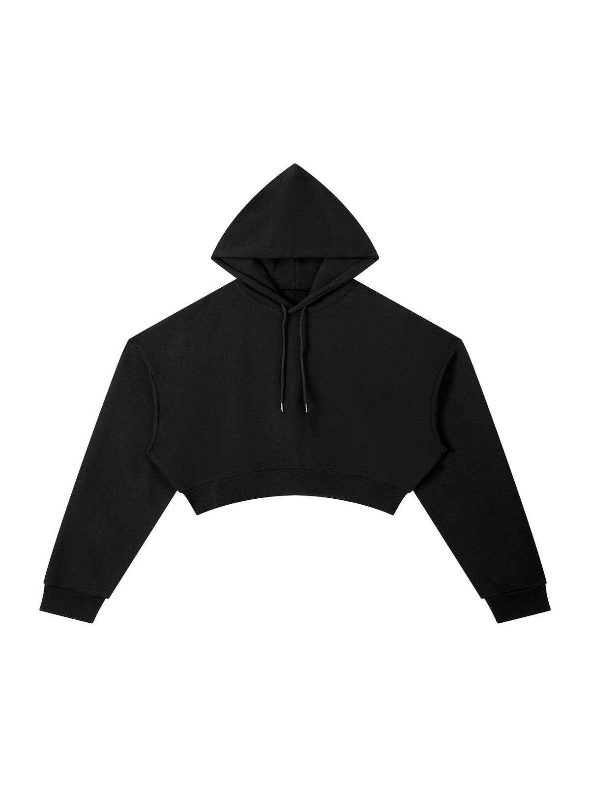 Essential Cropped Hoodie in Black, front view