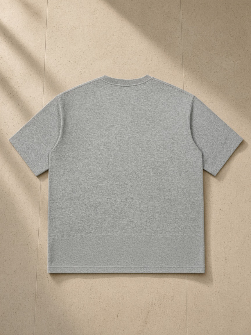 Back of the Flower Gray Women's Heavyweight Boxy T-Shirt, laid flat