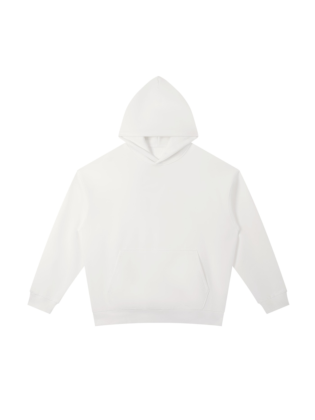 Unisex heavyweight hoodie in White, front view on white. Marcel Afters