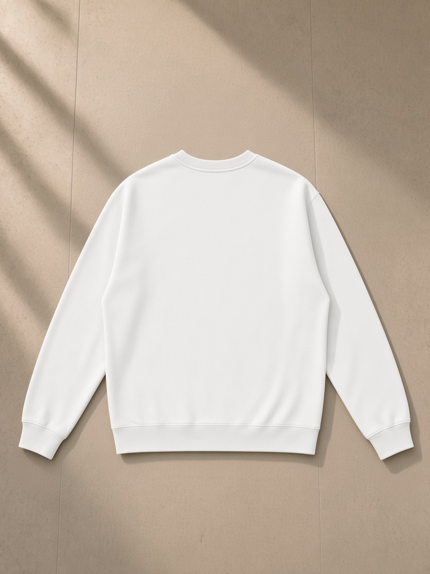 Regular Fit Crewneck Sweatshirt in White, back view
